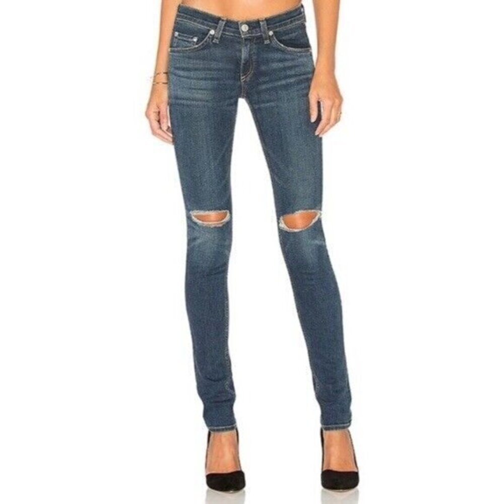 Rag And BONE Dark Blue Knee-Ripped Skinny Jeans for Women